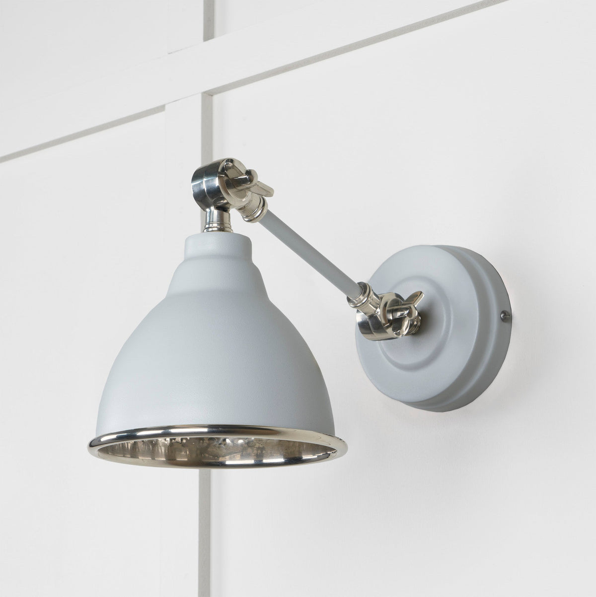 Hammered Nickel Brindley Wall Light by From The Anvil