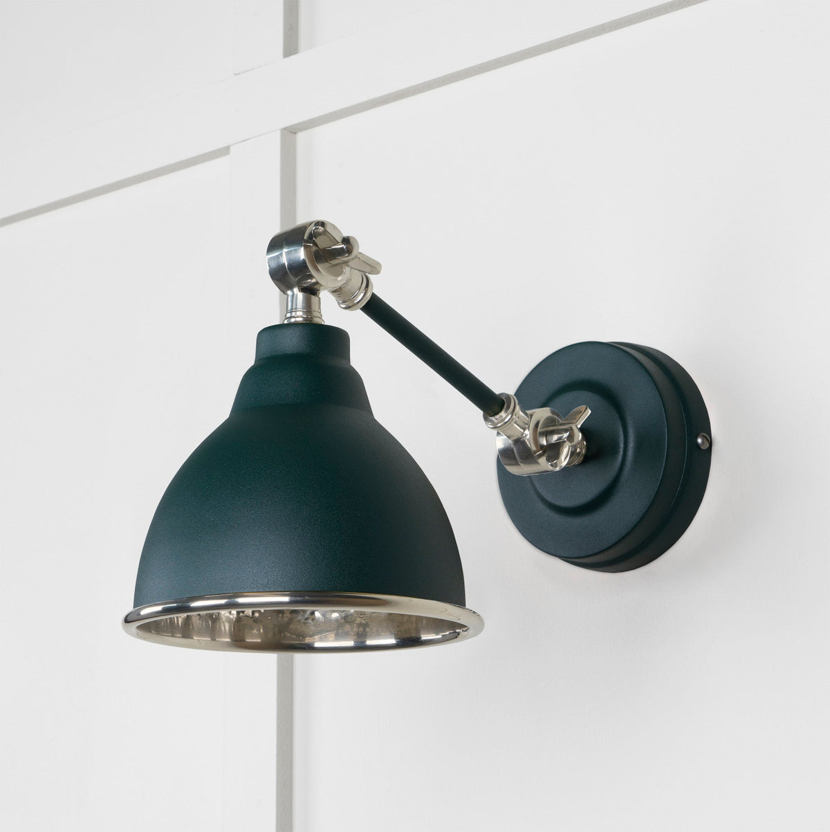 Hammered Nickel Brindley Wall Light by From The Anvil