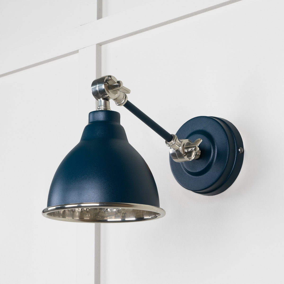 Hammered Nickel Brindley Wall Light by From The Anvil