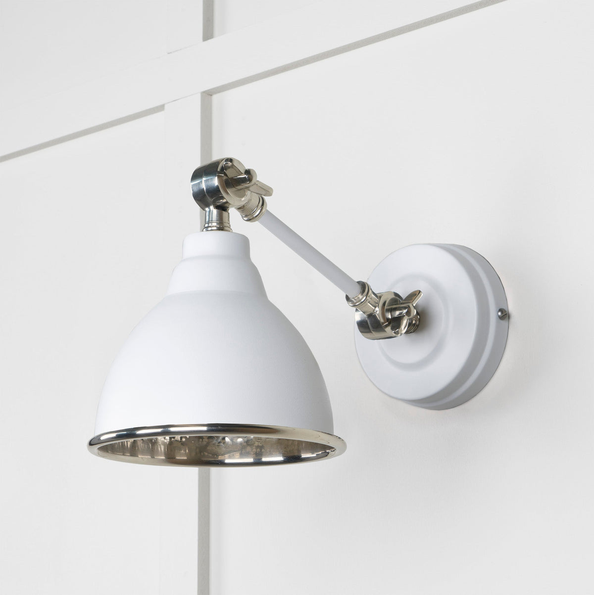 Hammered Nickel Brindley Wall Light by From The Anvil