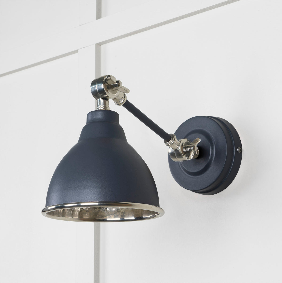 Hammered Nickel Brindley Wall Light by From The Anvil