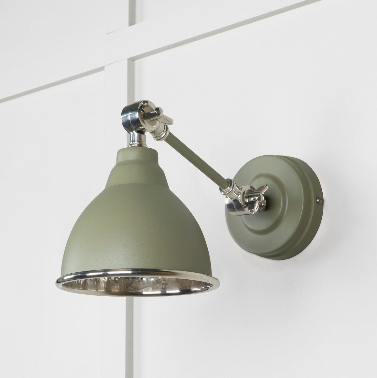 Hammered Nickel Brindley Wall Light by From The Anvil