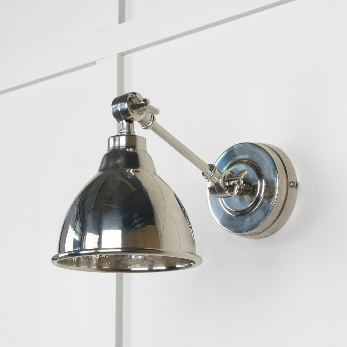 Hammered Nickel Brindley Wall Light by From The Anvil