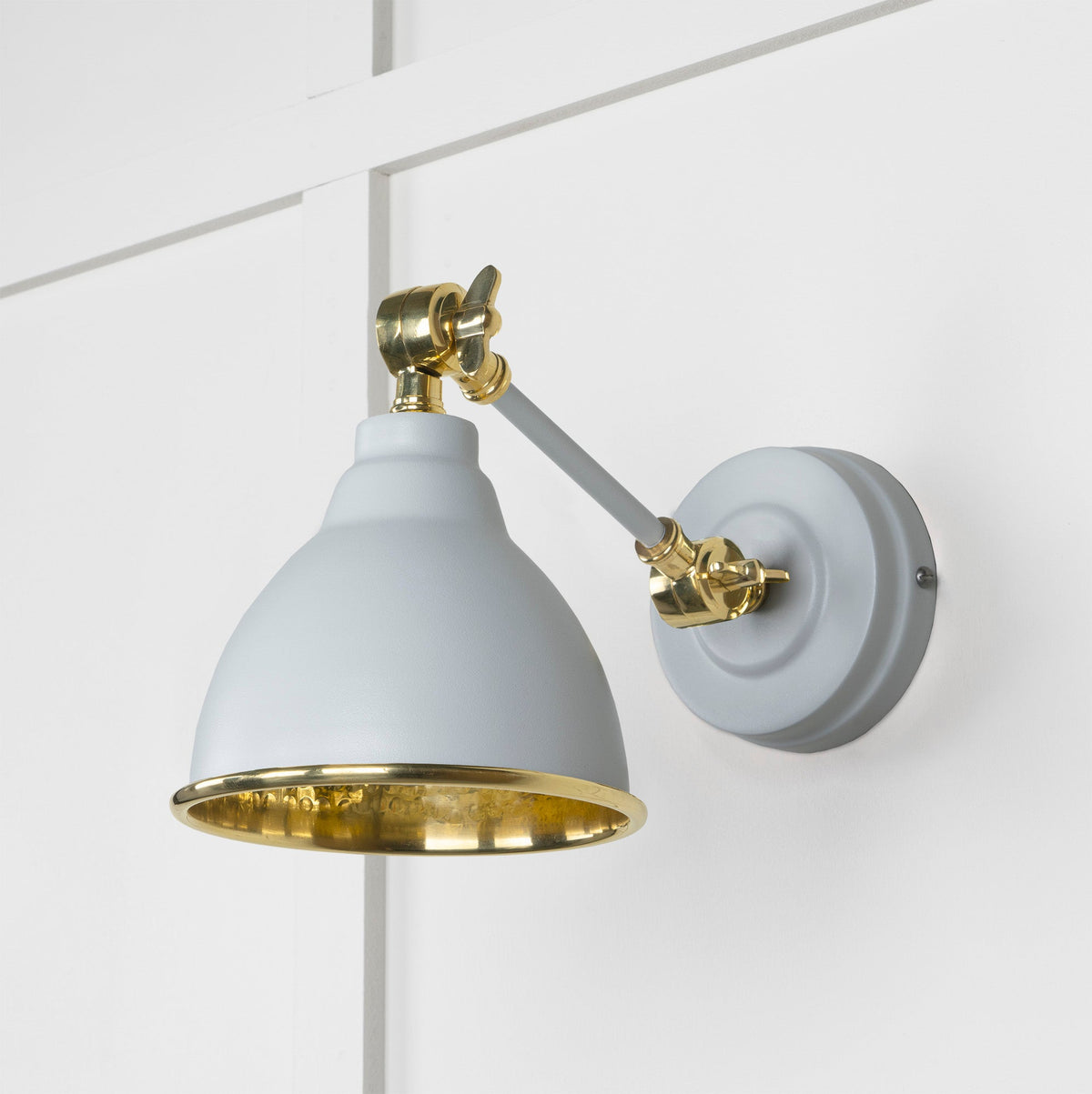 Hammered Brass Brindley Wall Light by From The Anvil