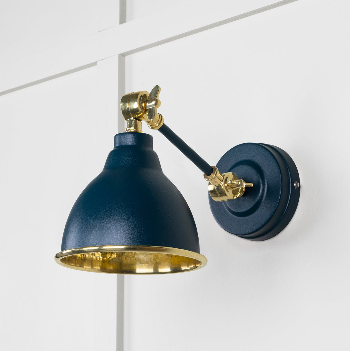 Hammered Brass Brindley Wall Light by From The Anvil