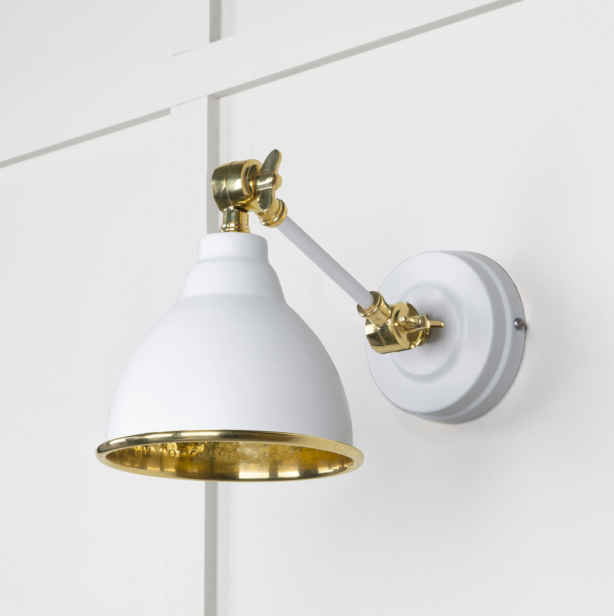 Hammered Brass Brindley Wall Light by From The Anvil