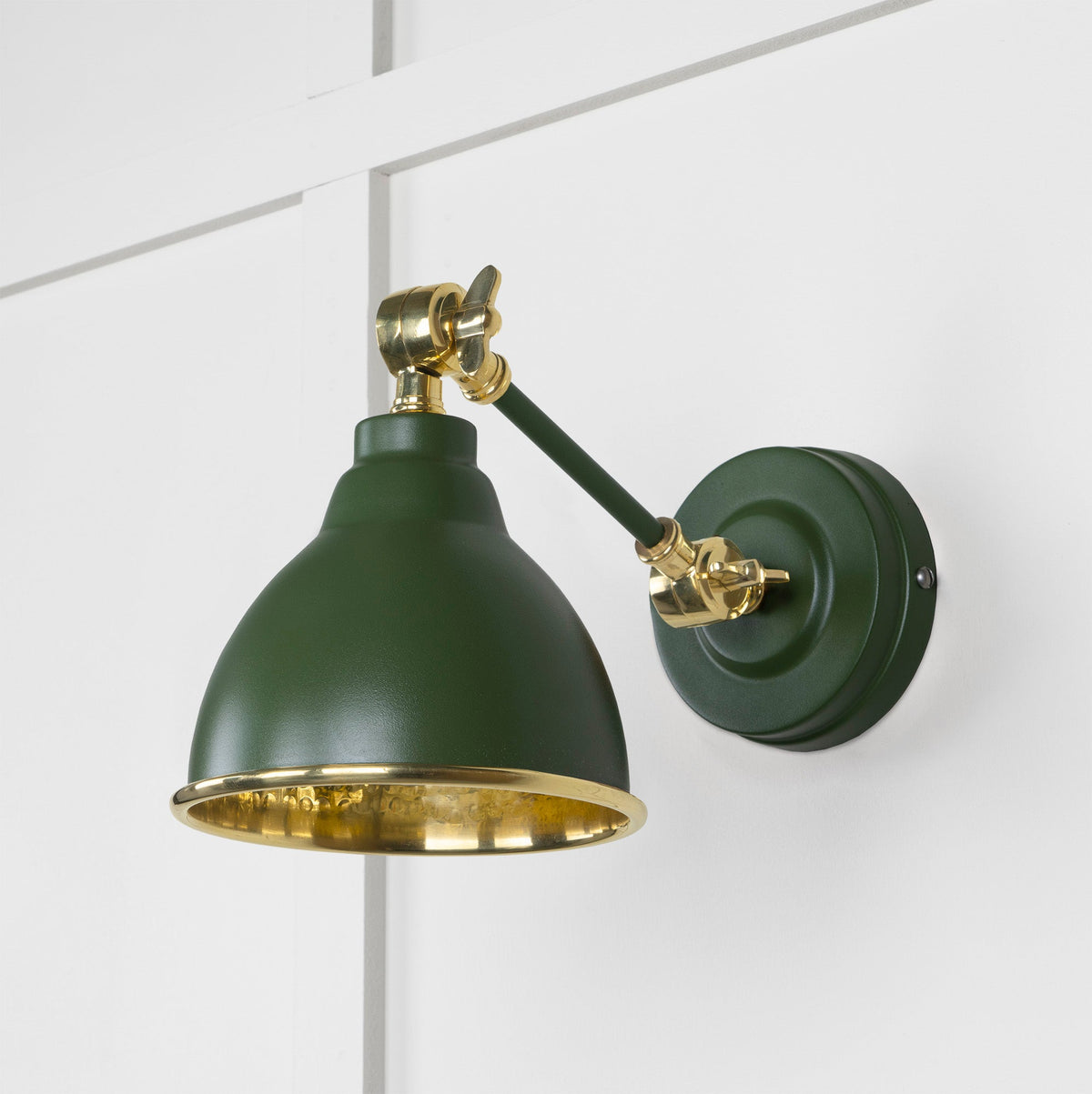 Hammered Brass Brindley Wall Light by From The Anvil
