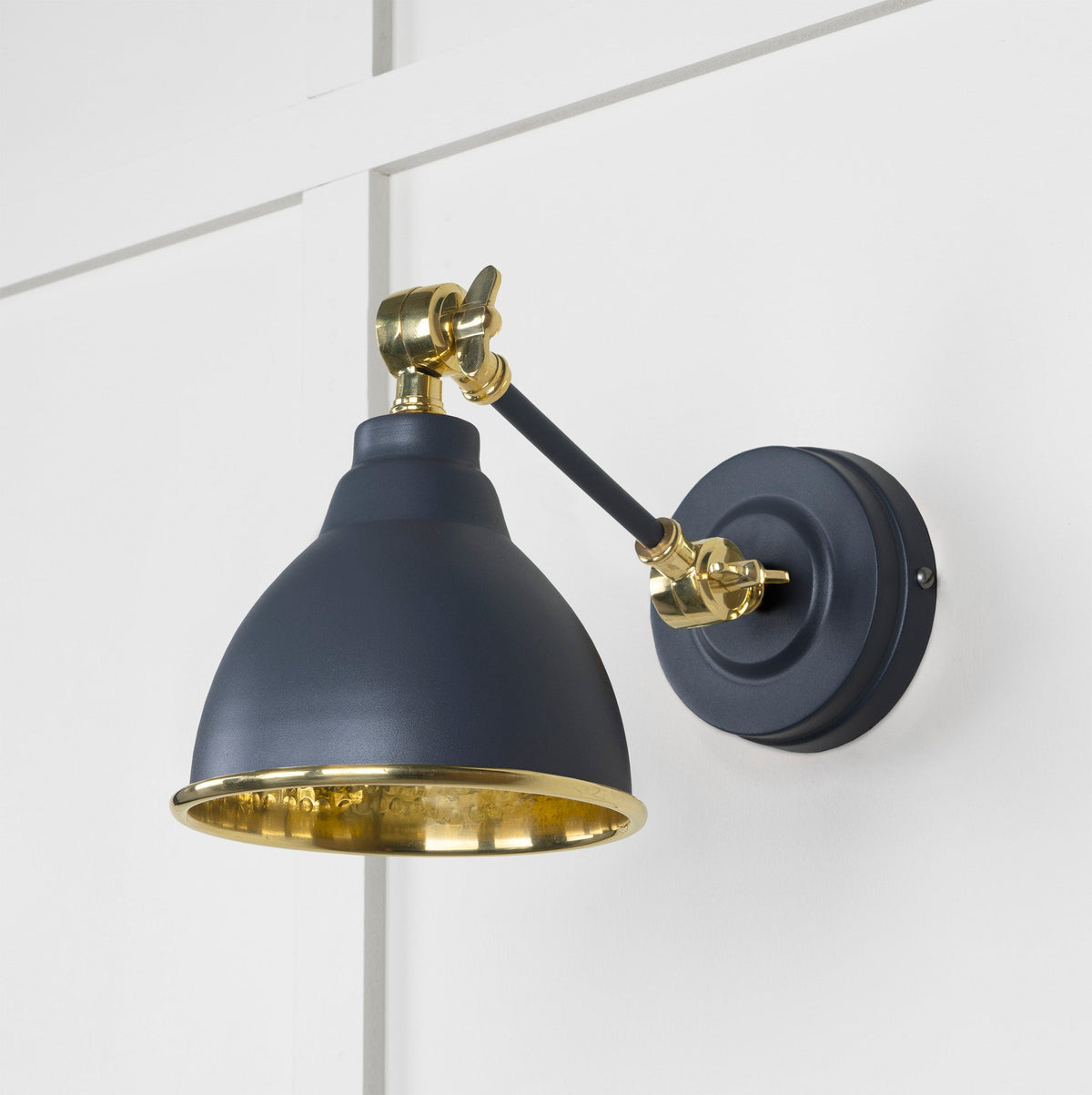 Hammered Brass Brindley Wall Light by From The Anvil