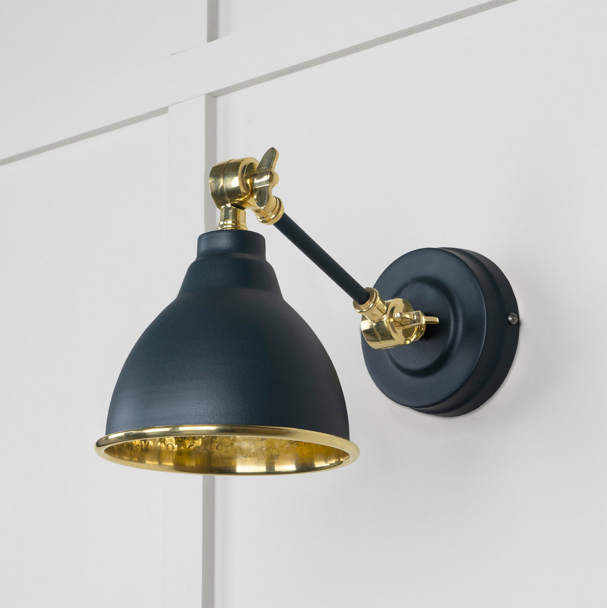 Hammered Brass Brindley Wall Light by From The Anvil