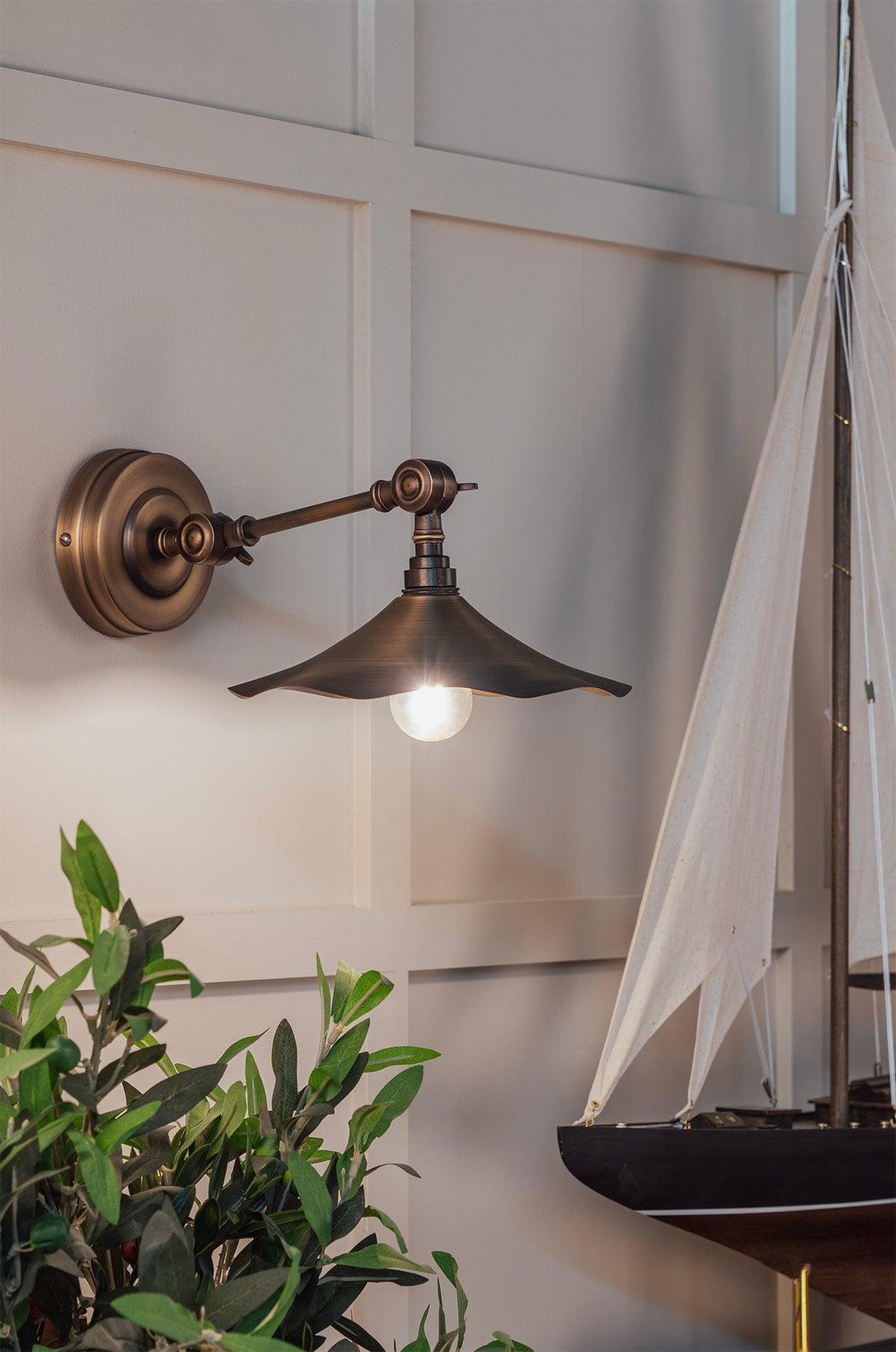 Aged Brass Flora Wall Light by From The Anvil