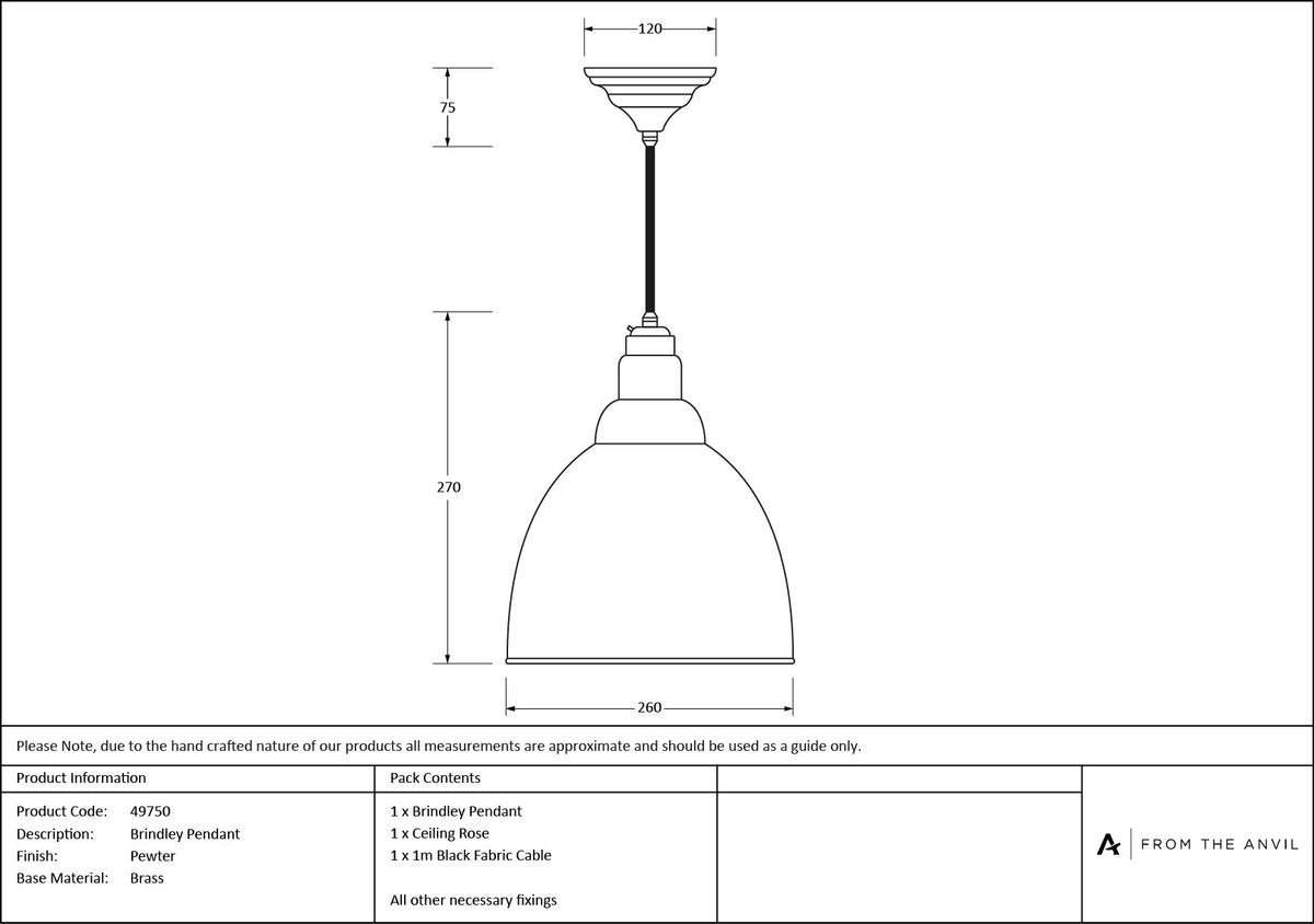 Pewter Brindley Pendant by From The Anvil