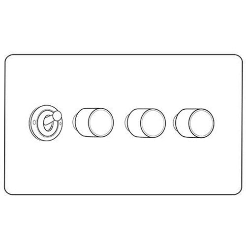 Studio Range Polished Bronze Switches & Sockets, Y07 - 4G Mixed Toggle Dimmer Switch 1xToggle 3xTED by Heritage Brass By M-Marcus