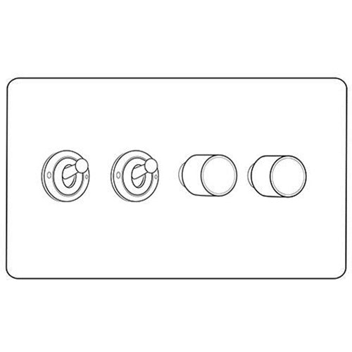 Studio Range Polished Bronze Switches & Sockets, Y07 - 4G Mixed Toggle Dimmer Switch 2xToggle 2xTED by Heritage Brass By M-Marcus