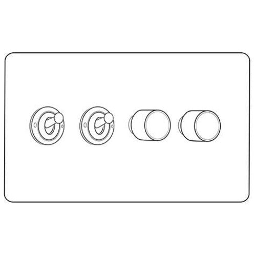 Vintage Range Aged Pewter Switches & Sockets, XAP - 4G Mixed Toggle Dimmer Switch 2xToggle 2xTED by Heritage Brass By M-Marcus