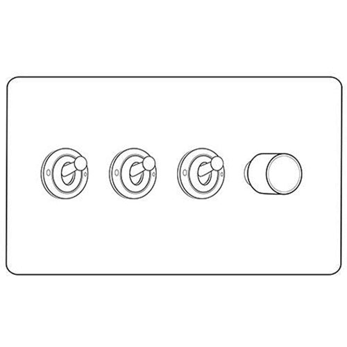 Studio Range Polished Bronze Switches & Sockets, Y07 - 4G Mixed Toggle Dimmer Switch 3xToggle 1xTED by Heritage Brass By M-Marcus