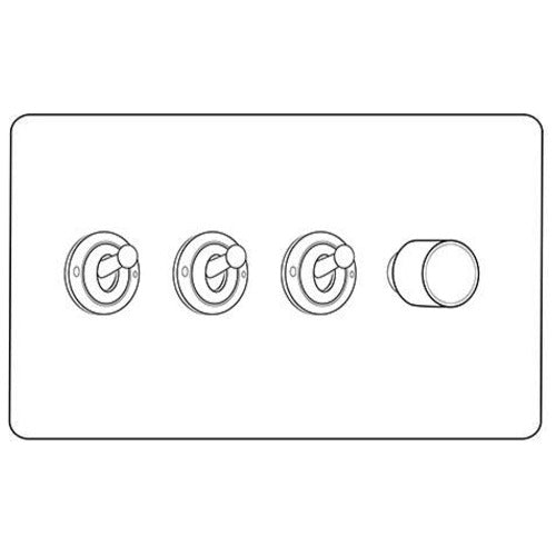Vintage Range Rustic Copper Switches & Sockets, XRC - 4G Mixed Toggle Dimmer Switch 3xToggle 1xTED by Heritage Brass By M-Marcus