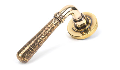 From The Anvil's Aged Brass Hammered Newbury Lever on Rose Set (Unsprung)