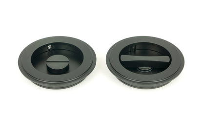 From The Anvil's Matt Black Art Deco Round Pull - Privacy Set