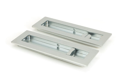 From The Anvil's Satin Chrome Plain Rectangular Pull - Privacy Set