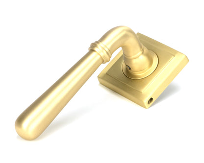 From The Anvil's Satin Brass Newbury Lever on Rose Set (Sprung)