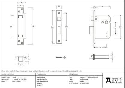 5 Lever BS Sash Lock by From The Anvil