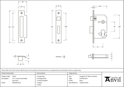 Euro Profile Sash Lock by From The Anvil