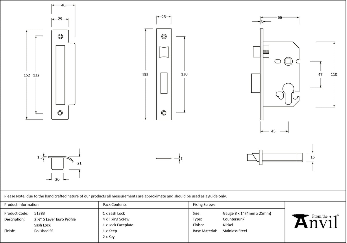 Euro Profile Sash Lock by From The Anvil