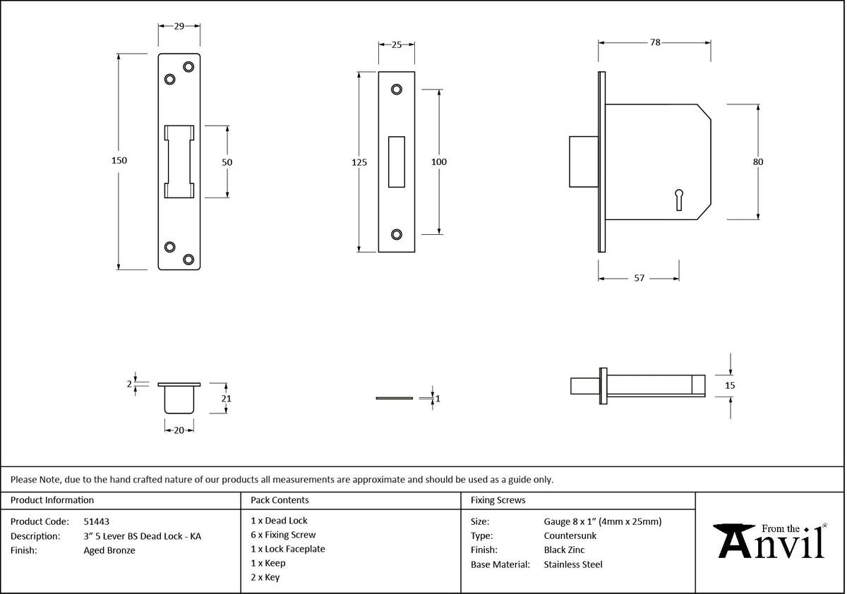 BS 5 Lever Deadlock KA by From The Anvil