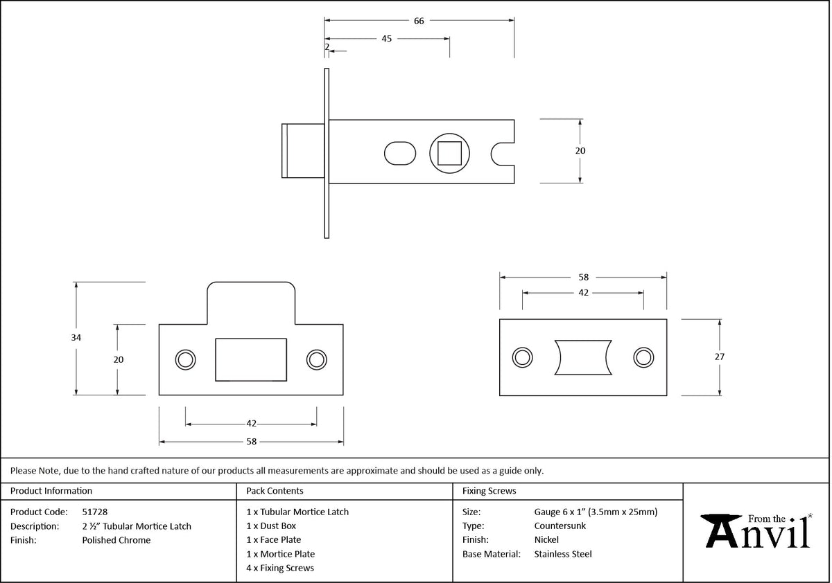 Tubular Mortice Latch by From The Anvil