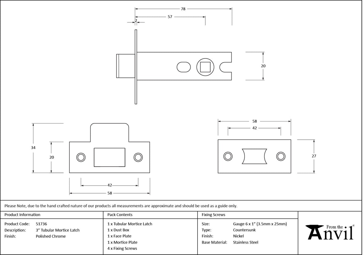 Tubular Mortice Latch by From The Anvil