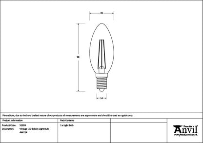 Vintage LED Edison Light Bulb - 4W E14 by From The Anvil