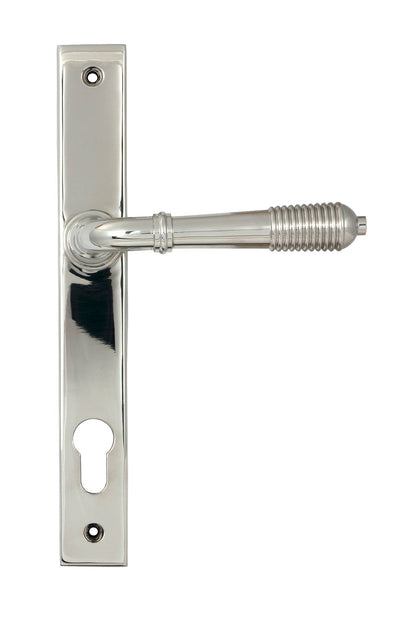 From The Anvil's Polished Marine SS (316) Reeded Slimline Lever Espag. Lock Set