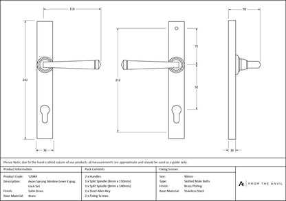 Avon Slimline Lever Espag. Lock Set by From The Anvil