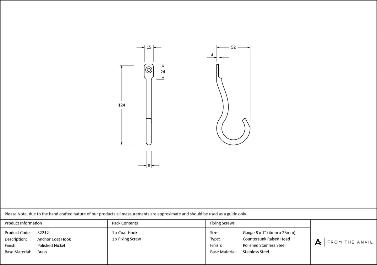 Anchor Coat Hook by From The Anvil
