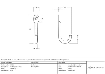 Traditional Coat Hook by From The Anvil