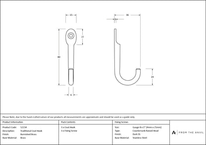 Traditional Coat Hook by From The Anvil