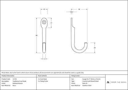 Traditional Coat Hook by From The Anvil