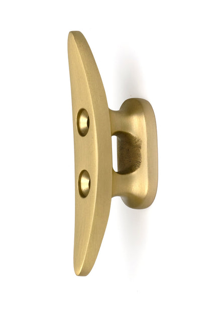 From The Anvil's Satin Brass Marine Cleat Hook