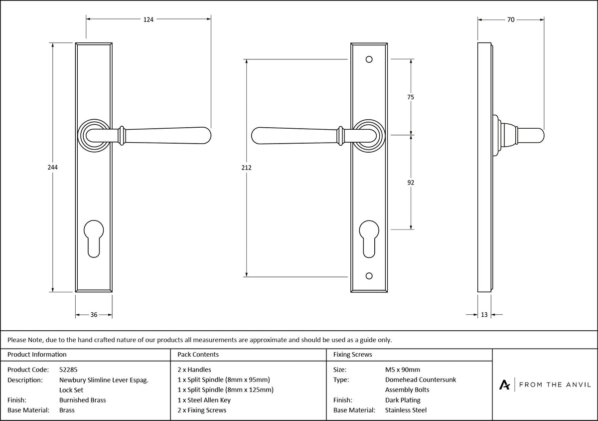 Newbury Slimline Lever Espag. Lock Set by From The Anvil