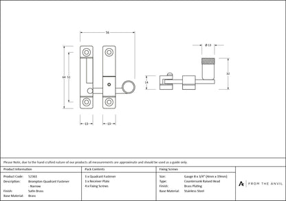 Brompton Quadrant Fastener - Narrow by From The Anvil