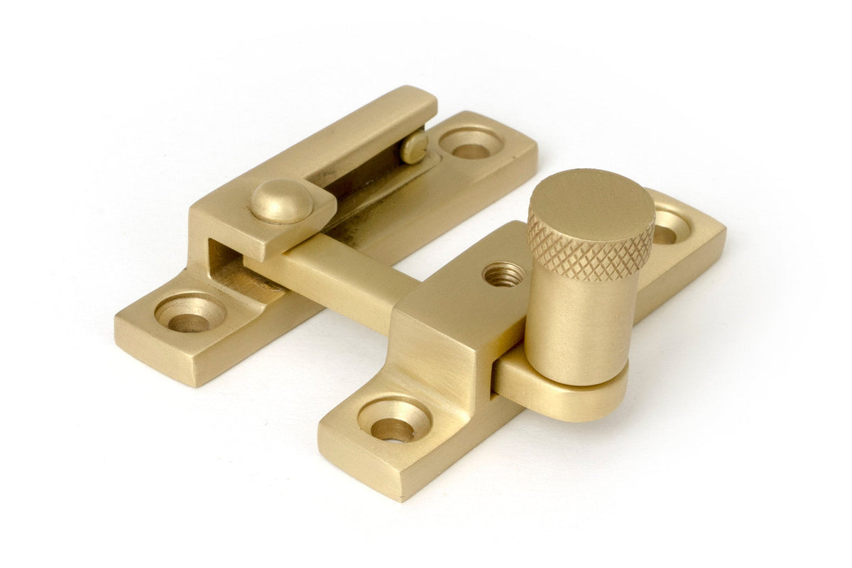 From The Anvil's Satin Brass Brompton Quadrant Fastener - Narrow
