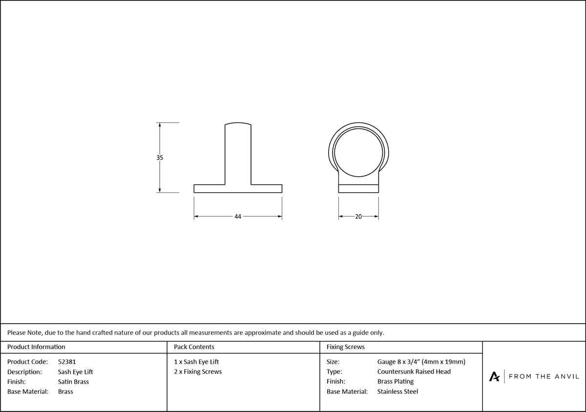 Sash Eye Lift by From The Anvil