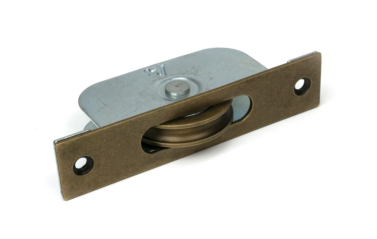 From The Anvil's Burnished Brass Square Ended Sash Pulley 75kg