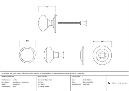 Round Centre Door Knob by From The Anvil