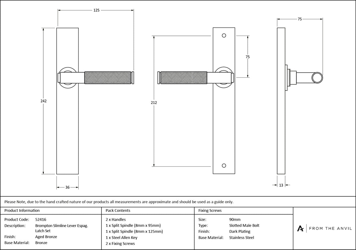 Brompton Slimline Lever Espag. Latch Set by From The Anvil