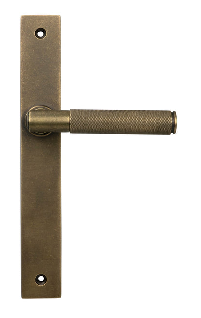 From The Anvil's Burnished Brass Brompton Slimline Lever Espag. Latch Set