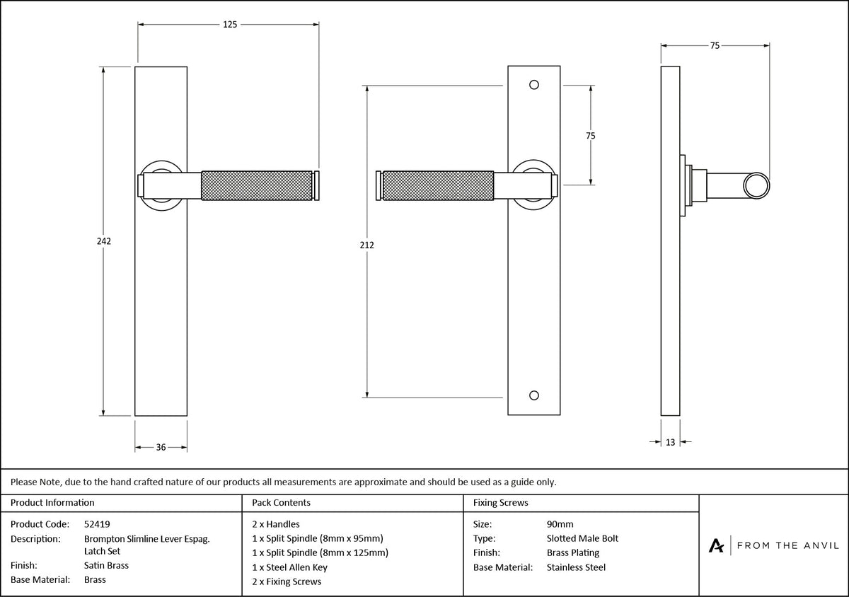 Brompton Slimline Lever Espag. Latch Set by From The Anvil