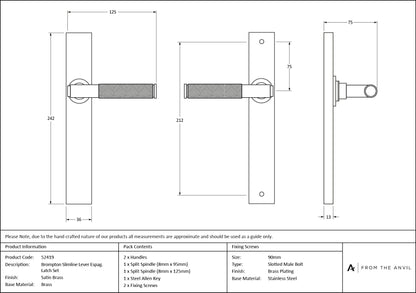 Brompton Slimline Lever Espag. Latch Set by From The Anvil
