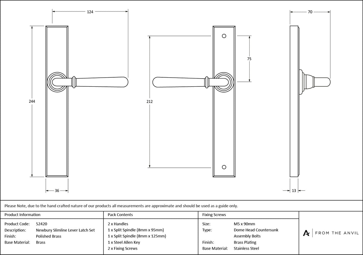 Newbury Slimline Lever Espag. Latch Set by From The Anvil