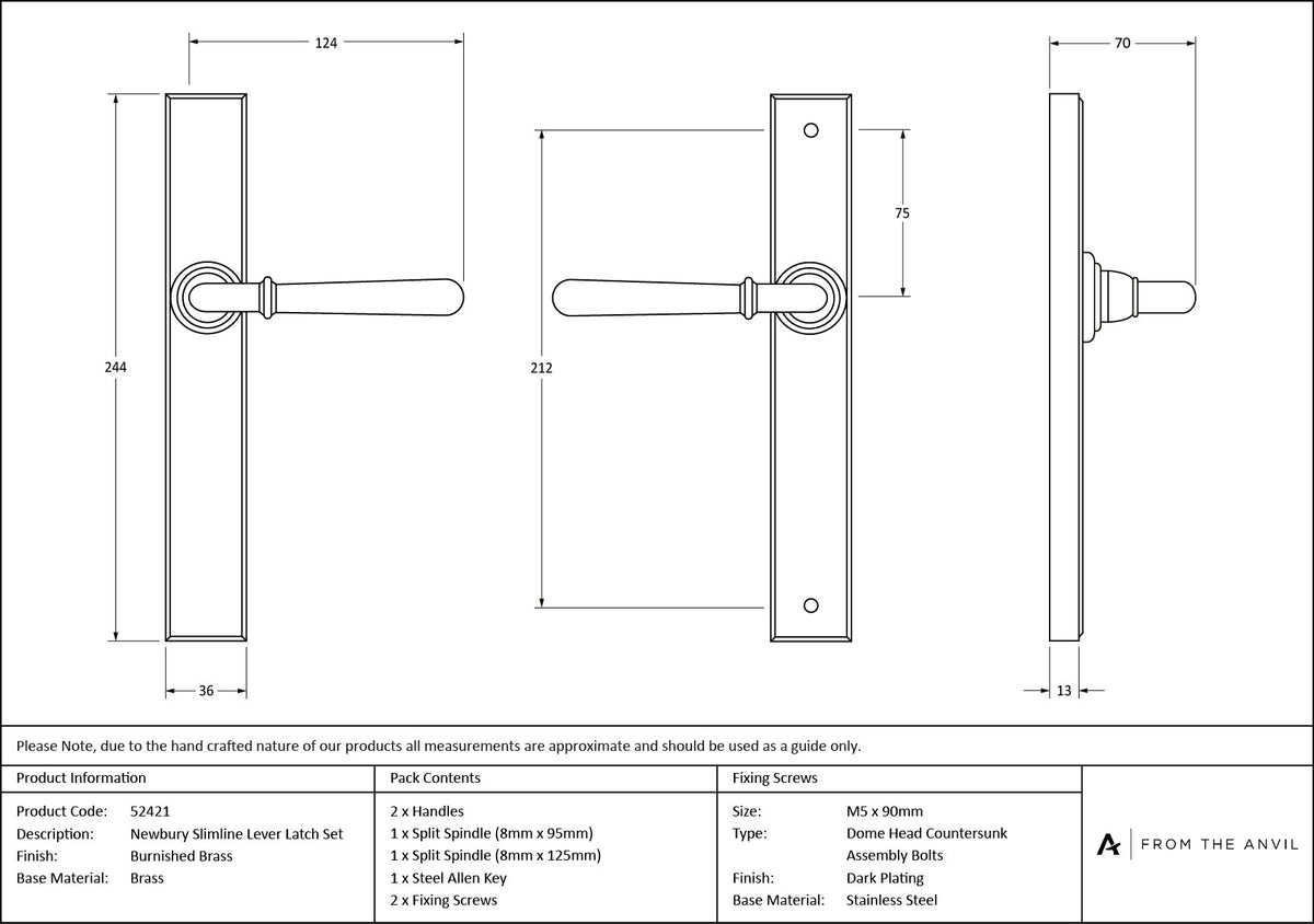 Newbury Slimline Lever Espag. Latch Set by From The Anvil